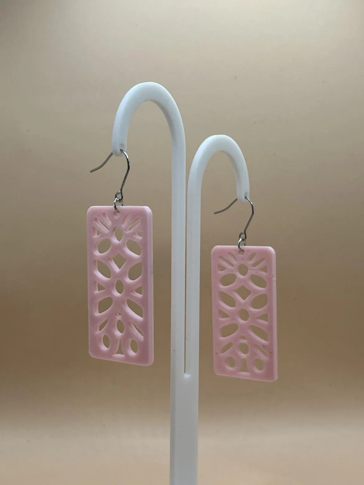 Pink Floral Earrings view 3