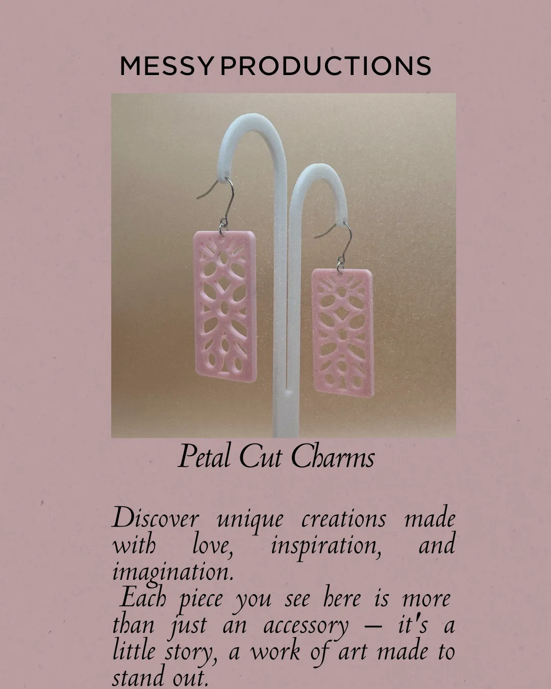 Pink Floral Earrings view 2