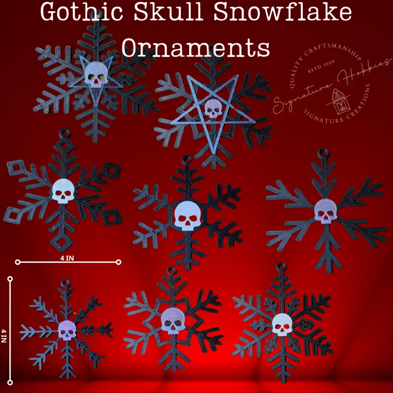 Gothic Skull Snowflake Ornaments