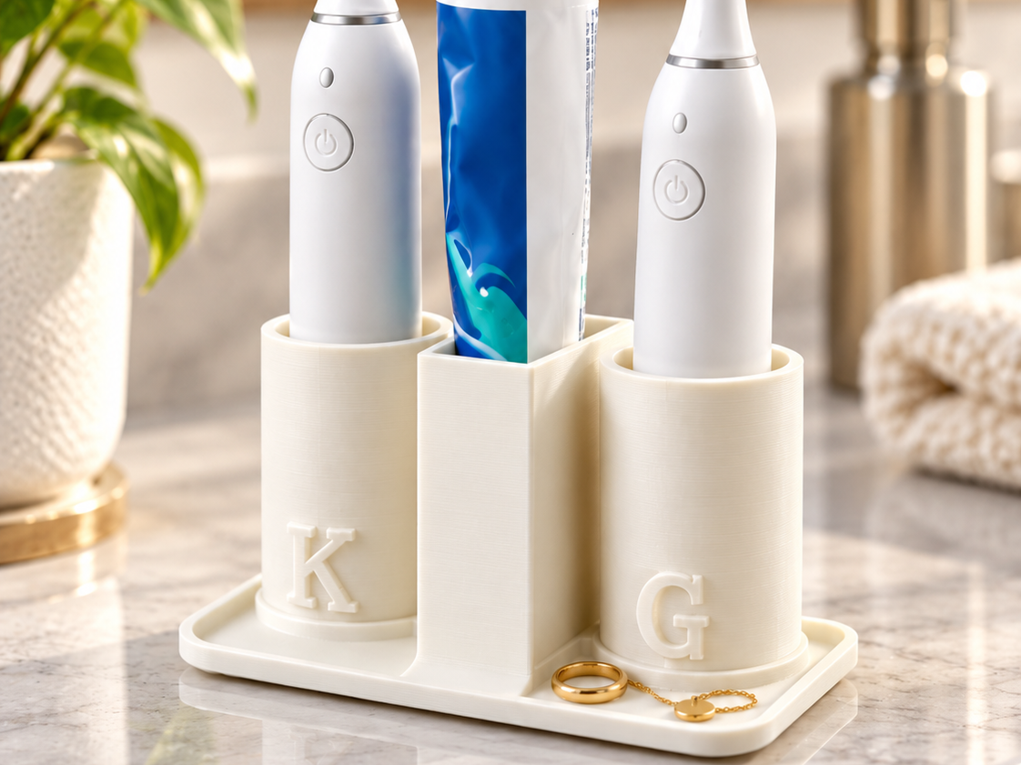 Custom Toothbrush Holder + Jewelry Tray 3D model