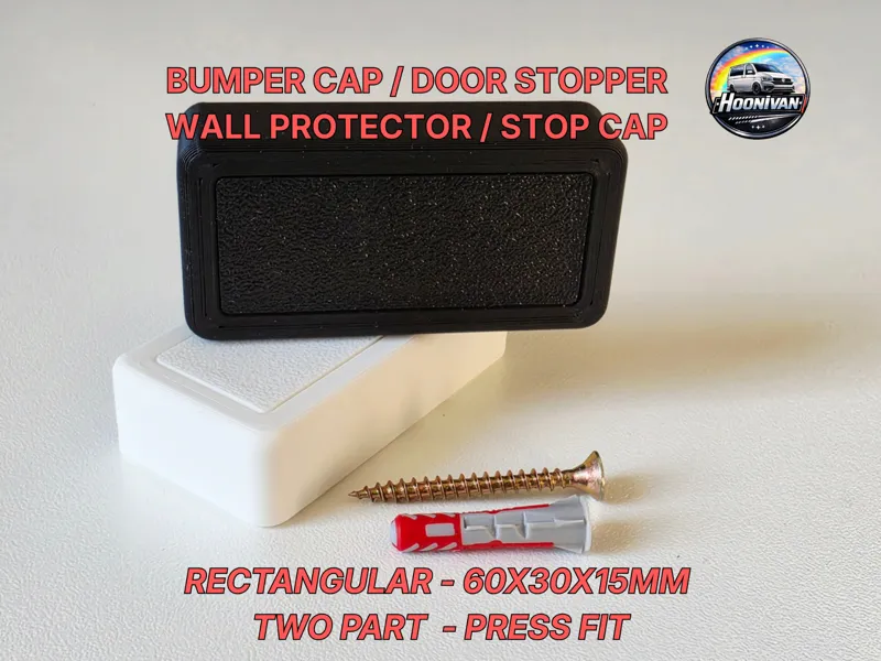 Rectangular bumper cap/door stopper/wall protector