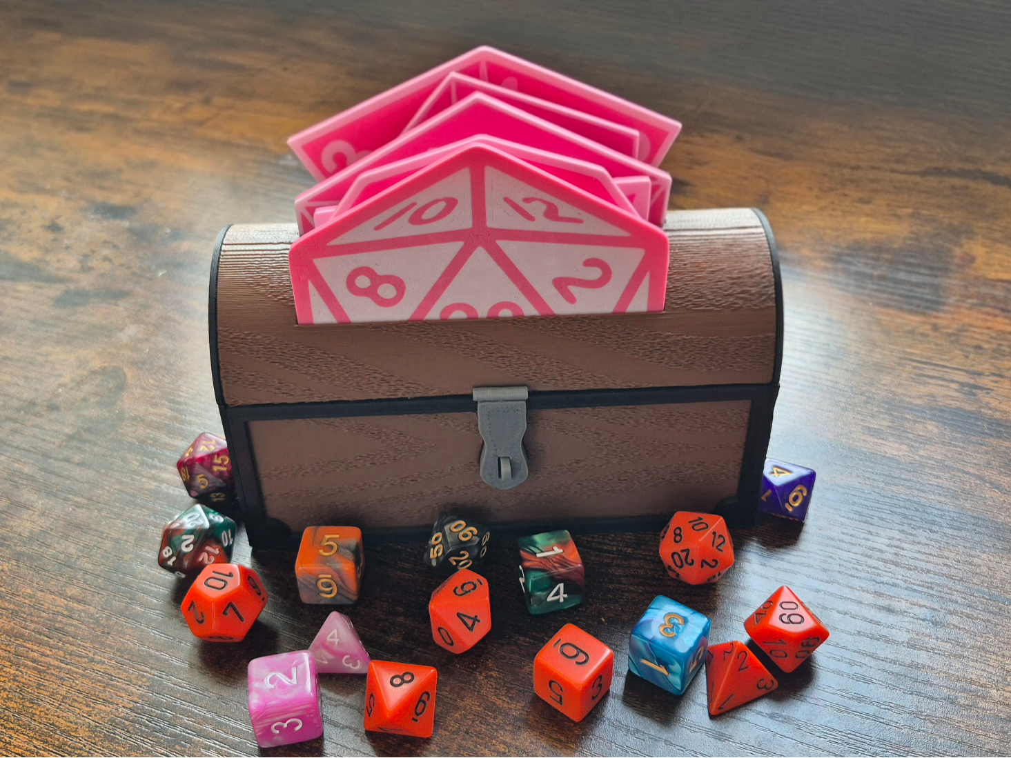 DnD Dice Coasters Set with Loot Chest