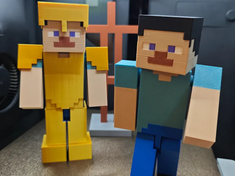Minecrat moving figure Steve with stand & armor