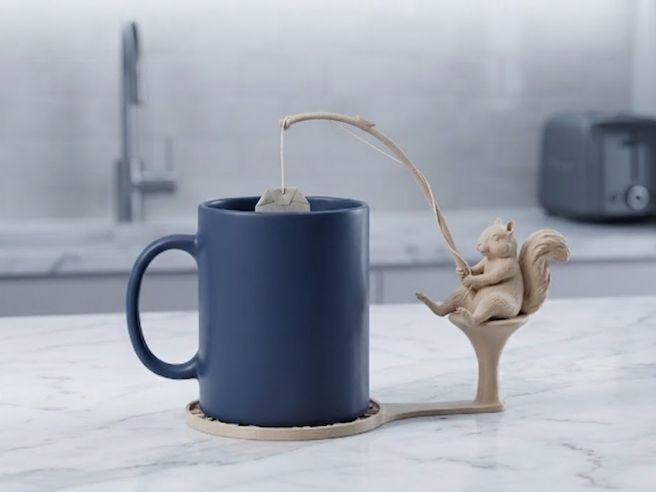 Fishing Squirrel Teabag Holder