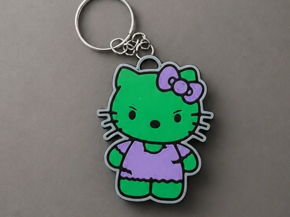Llavero: HELLO KITTY HULK KEYCHAIN. Referencia del modelo original.