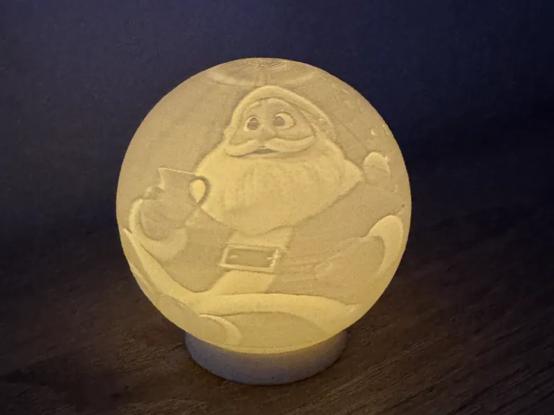 Christmas lithophane ball Santa Claus