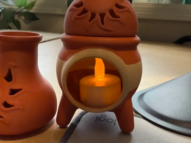 Chiminea Tea Light Holder with Split Wood