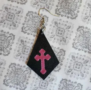 Triangle Tear Drop Cross Earrings