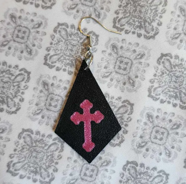 Triangle Tear Drop Cross Earrings
