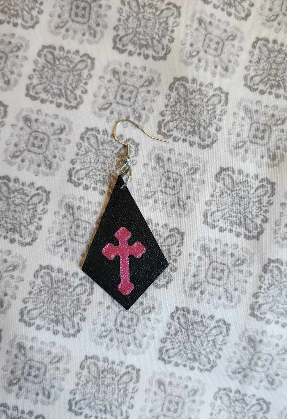 Triangle Tear Drop Cross Earrings view 2