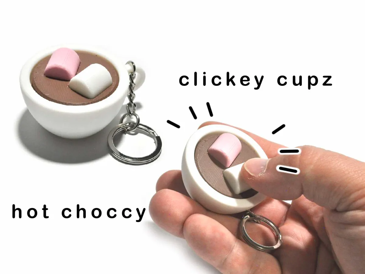 Clickey Cupz - Hot Choccy Fidget Keychain by jaayjeee MakerWorld: Download Free 3D Models - 3D model önizlemesi