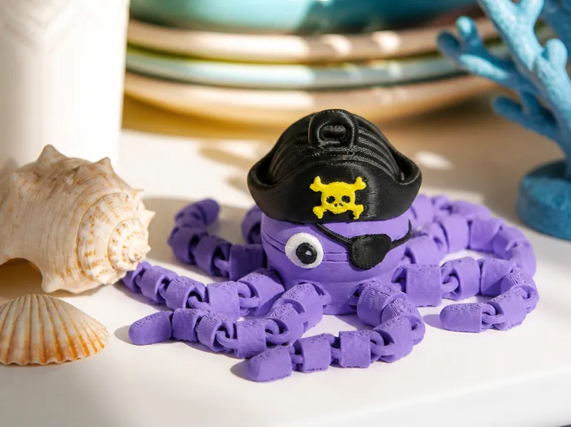 Pirate Octopus Keychain - Cute Articulated Toy