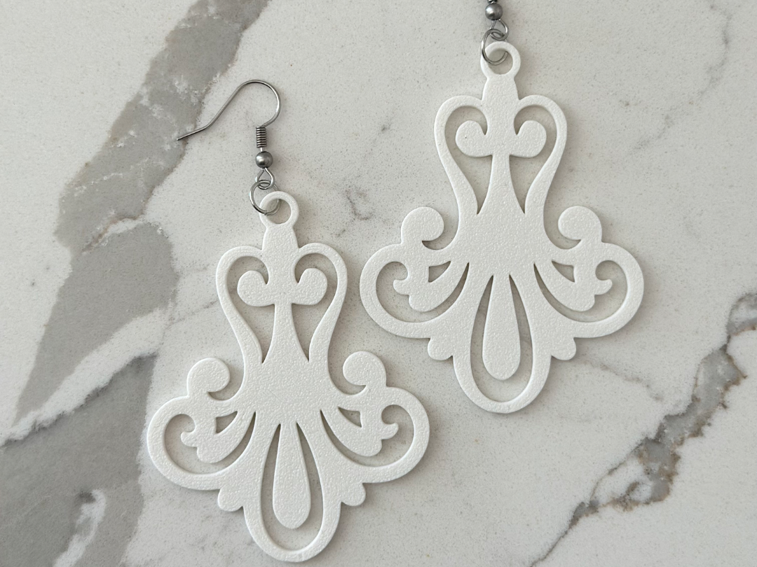 Filigree Pattern Drop Earrings