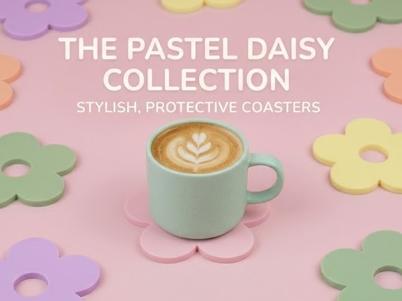 Pastel Daisy Coaster Set – Aesthetic Coasters