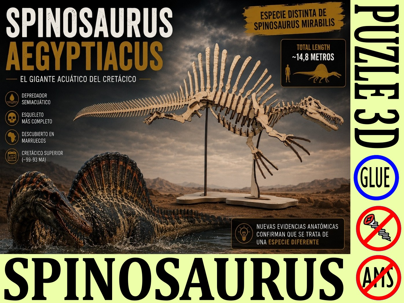 Esqueleto de espinosaurio puzle 3d