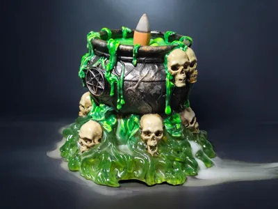 Gothic Witch Cauldron Backflow Incense Burner 
