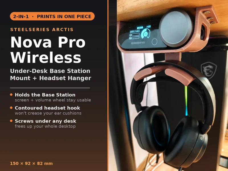 Nova Pro Under-Desk Base Station + Headset Mount