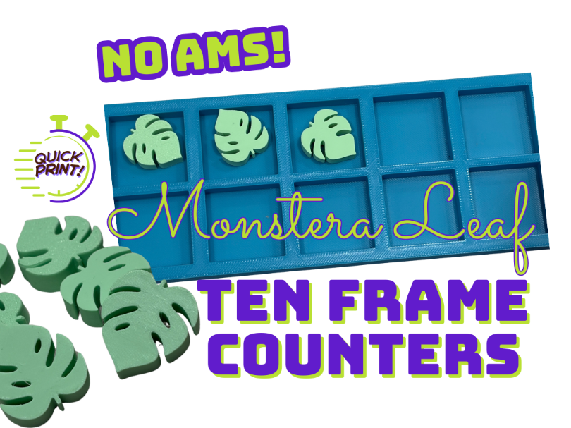 Monstera Leaf Ten Frame Counters or Loose Parts