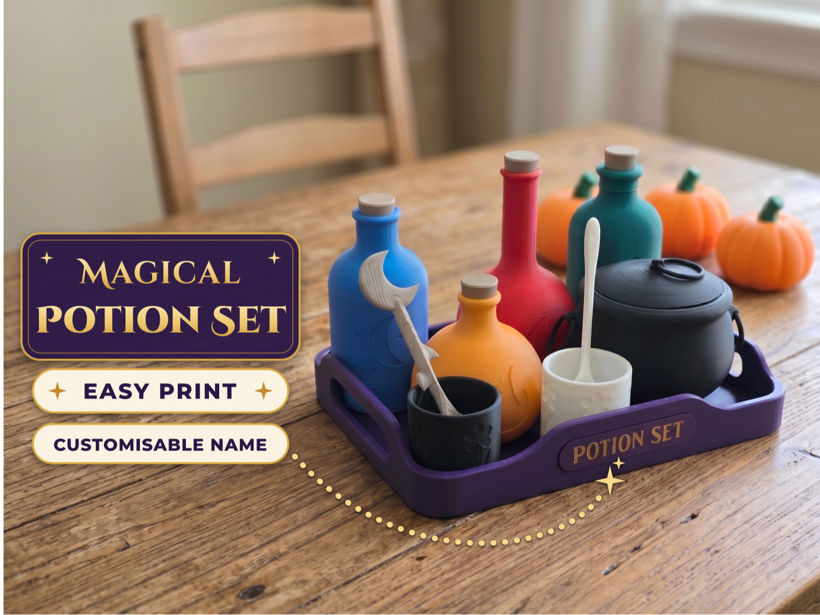 Magical Potion Set – Bottles, Cauldron & Tray - 1