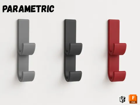 Modelo para impresión 3D: Gancho Doble de Pared - Paramétrico — referencia de MakerWorld
