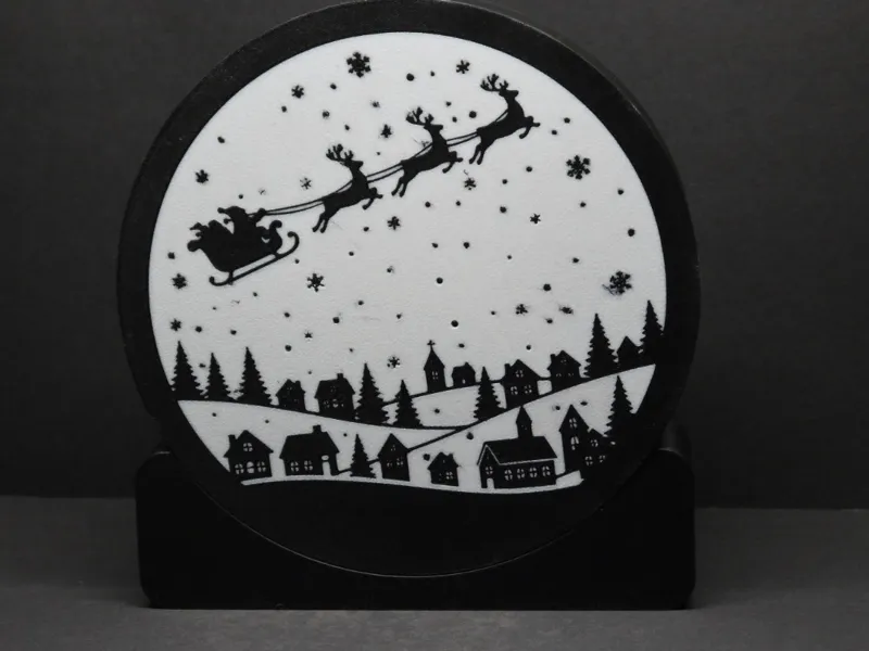 LED Lightbox Santa mit Schlitten und Winterdorf