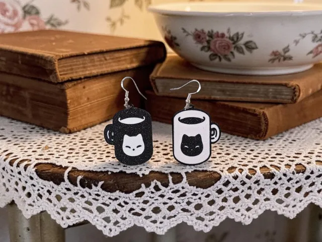 Mugs cats earrings
