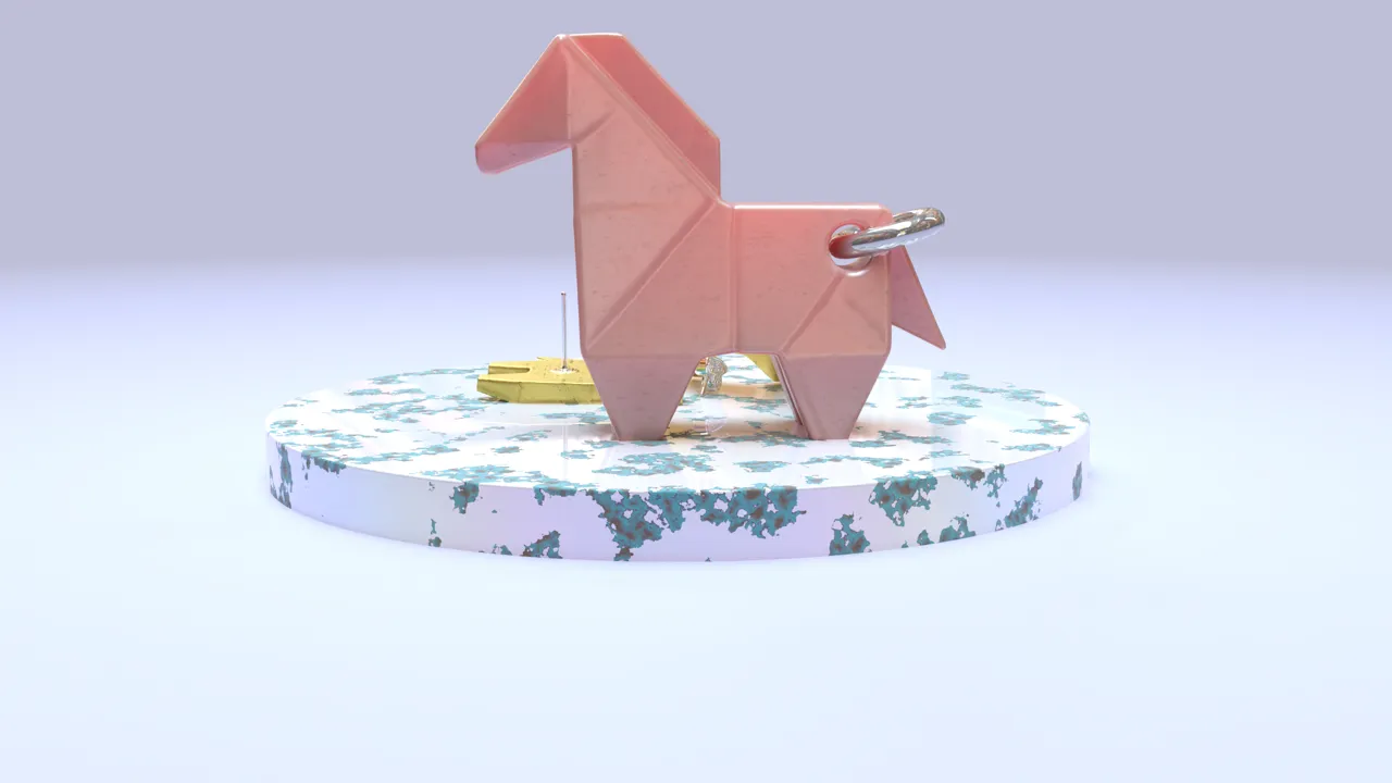 Cute Origami Horse - Earring and Pendant set view 4