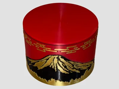 Faux Lacquer Box with Mt. Fuji