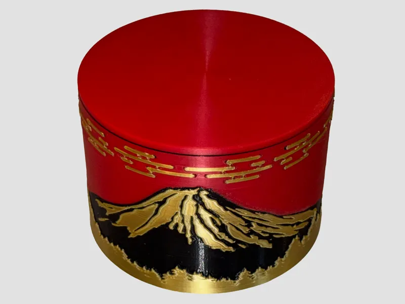 Faux Lacquer Box with Mt. Fuji