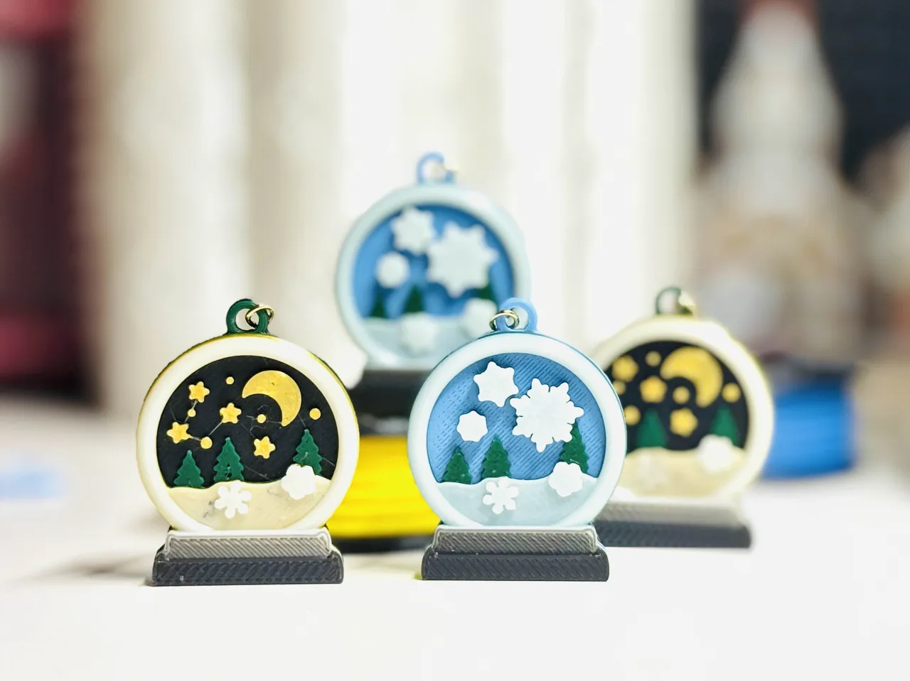 Snow Globe Earrings - Day & Night view 3