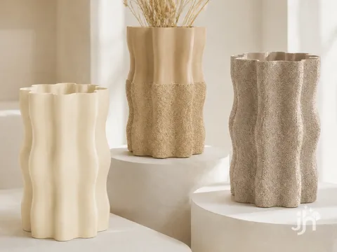 Jarrón decorativo: Scandi Wave Vase — referencia de MakerWorld