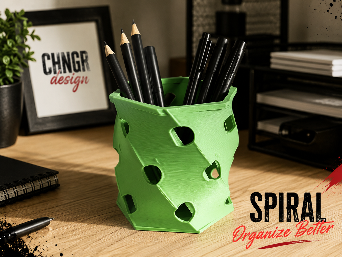 Spiral Pencil Holder – Perforated Desk Organizer