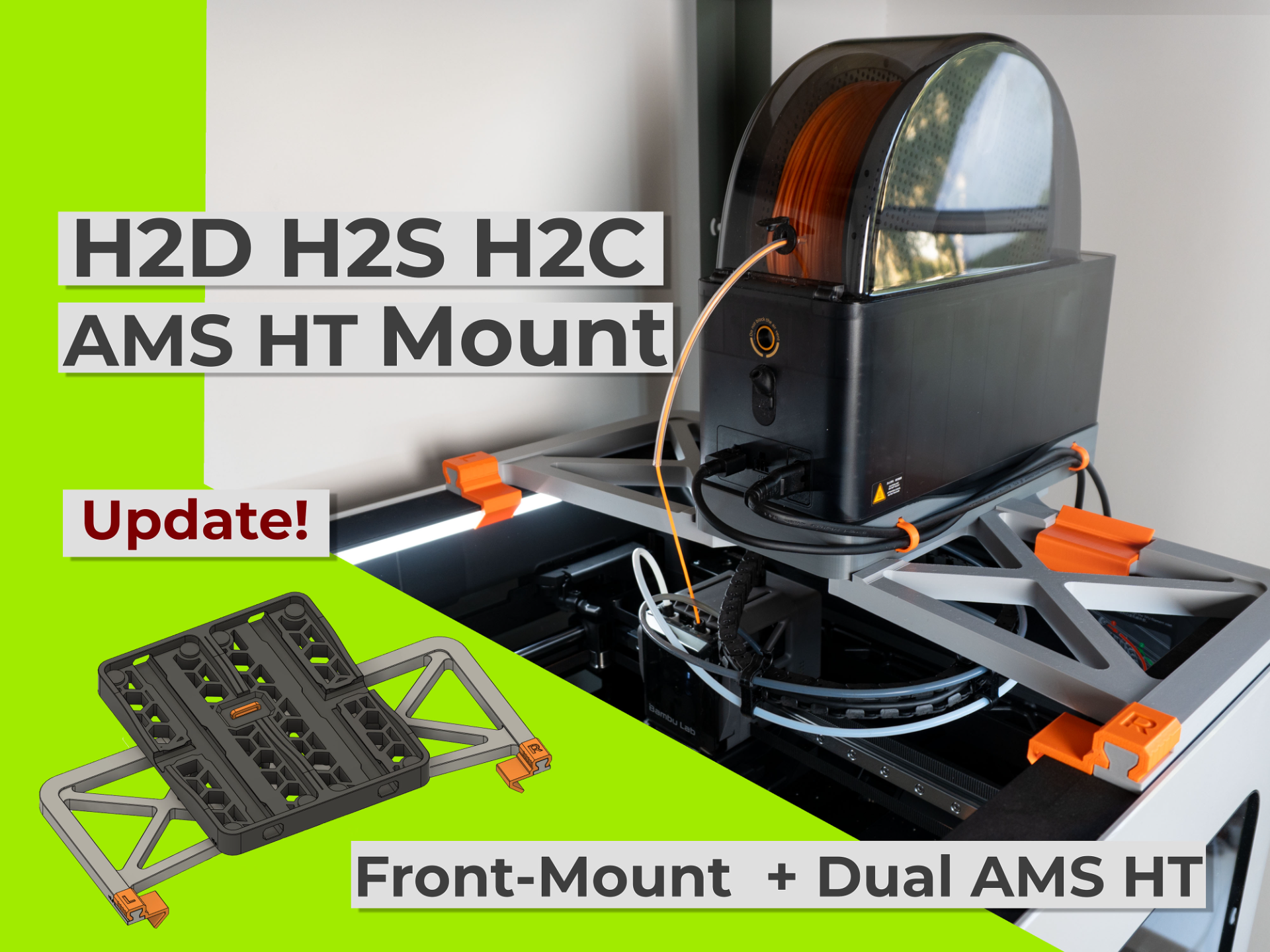 AMS HT Top Mount for H2D H2S H2C - TPU Direct-Feed