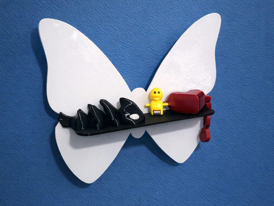 Modern Butterfly Shelf with Decorative Miniatures