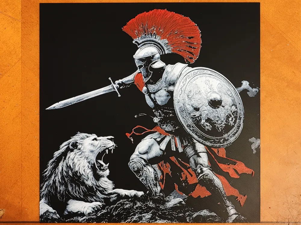 Cuadro decorativo en 3D: Rise of the Spartan - Hueforge. Referencia del modelo original.