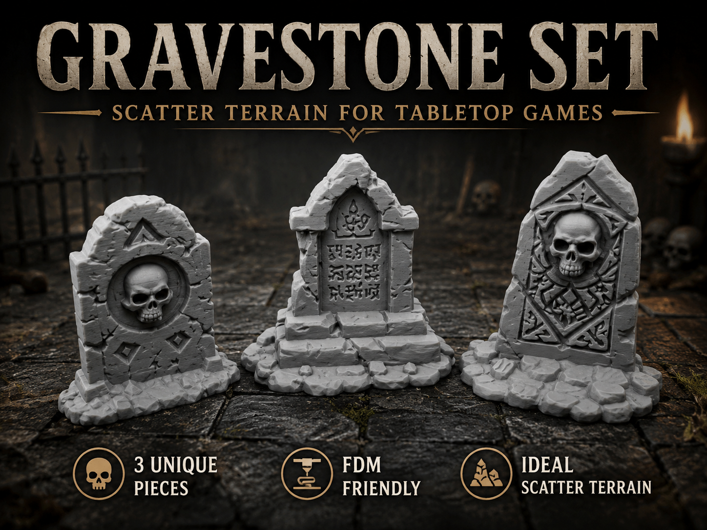 Grabstein-Set für Tabletop Fantasy Scatter Terrain
