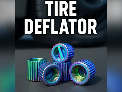 Tire Deflator - Schrader Valve Stem Bleed Caps 