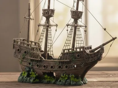 sunken ship aquarium decor