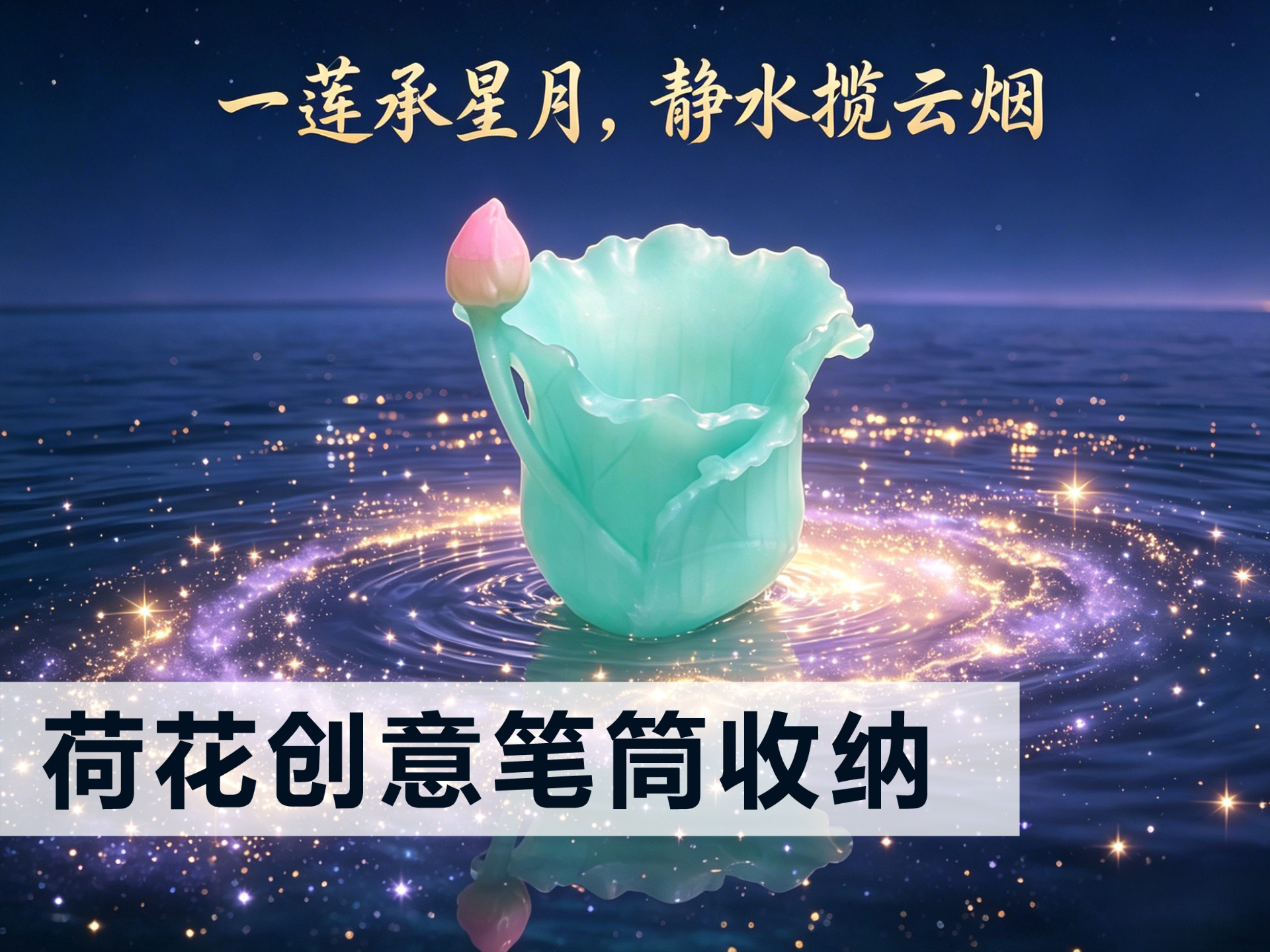 一叶荷花创意笔筒收纳摆件