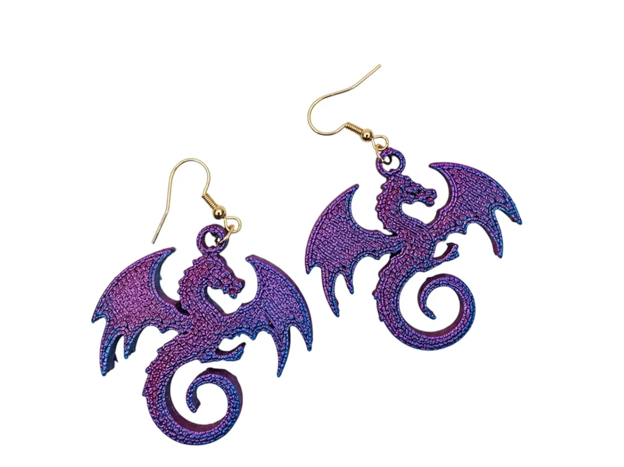 Dragon Earrings – Fantasy 3D Printed Jewellery view 2
