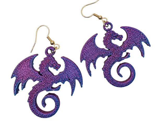 Dragon Earrings – Fantasy 3D Printed Jewellery