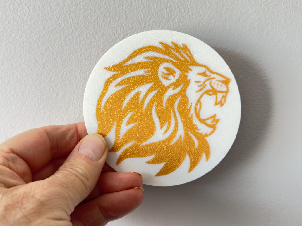 Roaring Lion Gold & White Coaster