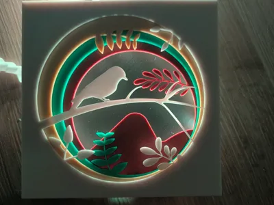 Sitting bird multilayer lightbox