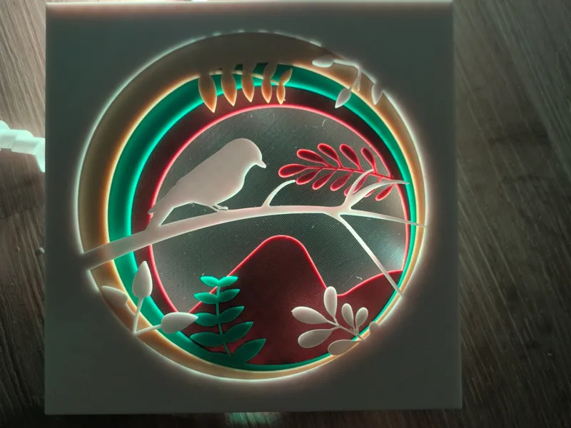 Sitting bird multilayer lightbox