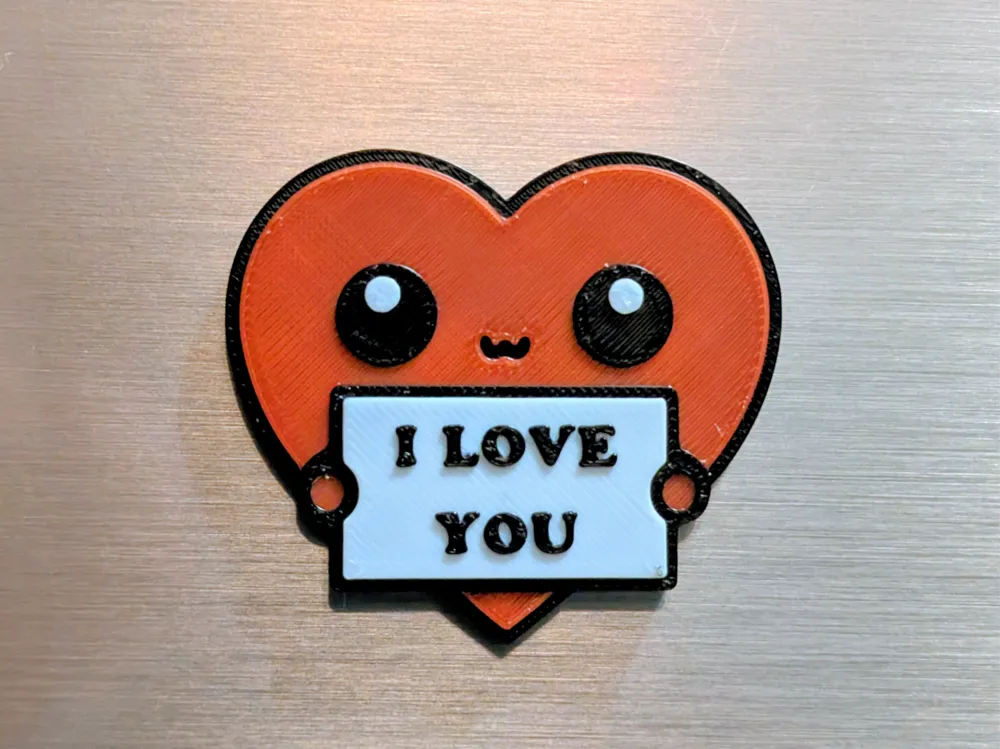 Cute “I Love You” Heart Magnet - Layered Design - Free 3D Print Model ...