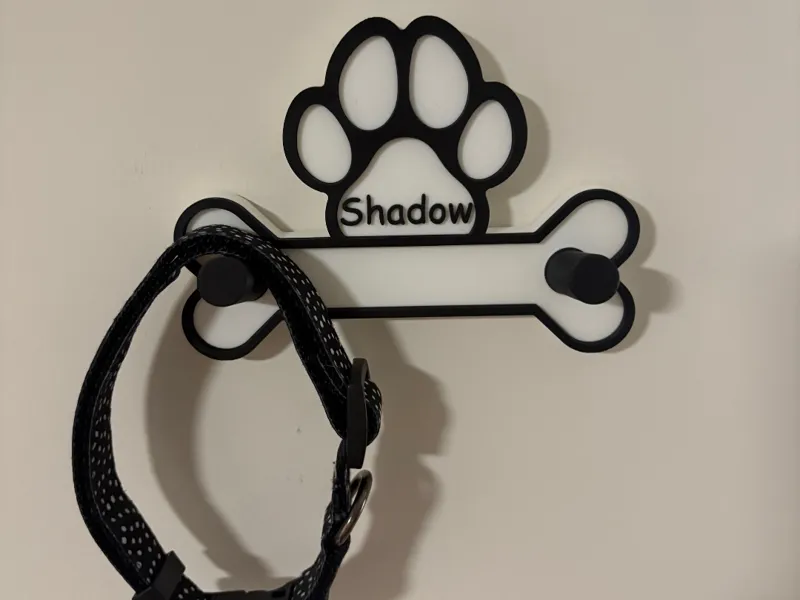 Customizable Paw Themed Single Dog Leash Holder