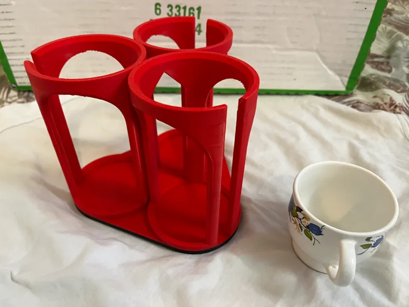 Triple Tea Cup Holder Compact 3D Printed Organizer