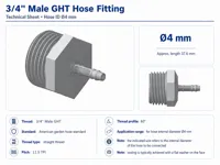 Ø4 mm – 3/4'' Male GHT Hose Barb
