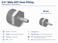 Ø6 mm – 3/4'' Male GHT Hose Barb