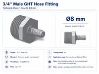 Ø8 mm – 3/4'' Male GHT Hose Barb